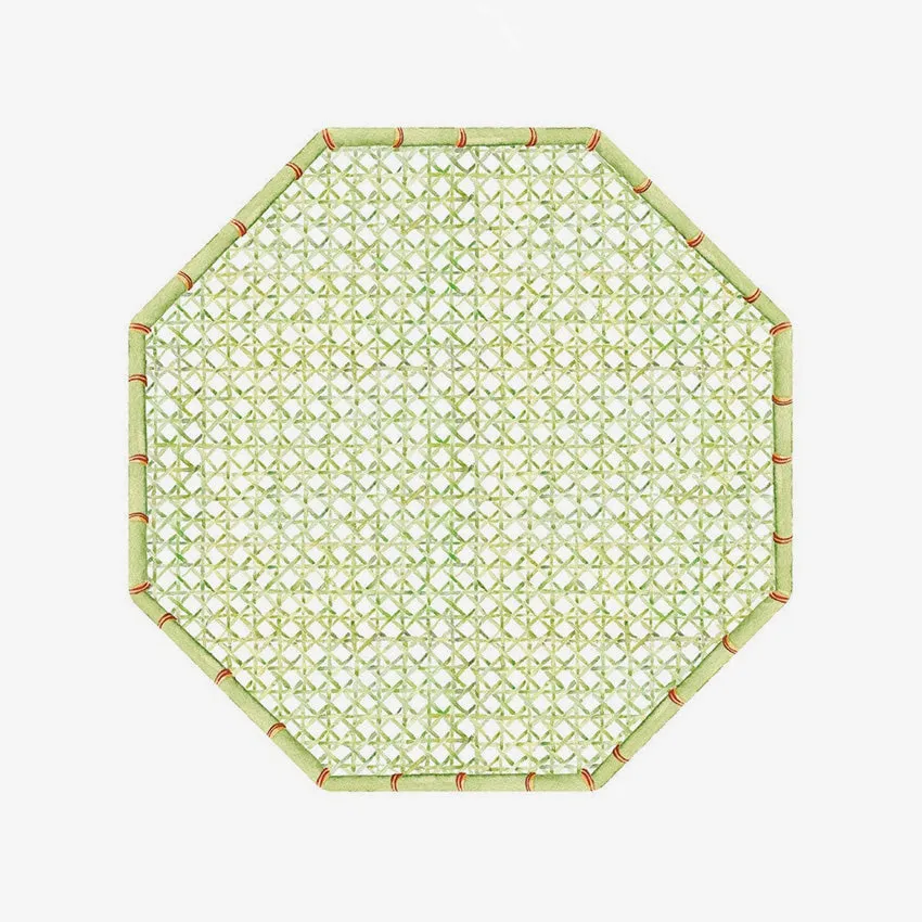 Caspari | Trellis Green Lacquer Octagonal Placemat