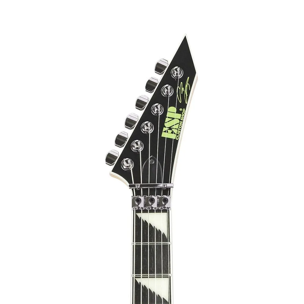 ESP Custom Shop Alexi Greeney Electric Guitar - Black w/Lime Green Pinstripe & Skull