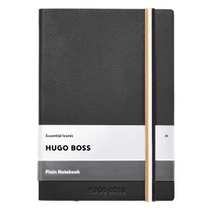 Essential Iconic Plain A5 Notebook with Tricolour Strap | Black
