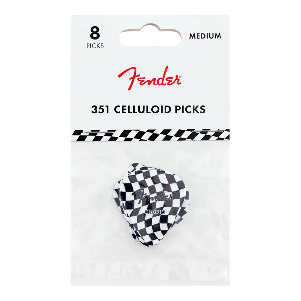 Fender 351 Celluloid Picks Wavy Checkerboard 9 Pieces
