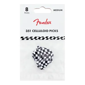 Fender 351 Celluloid Picks Wavy Checkerboard 9 Pieces