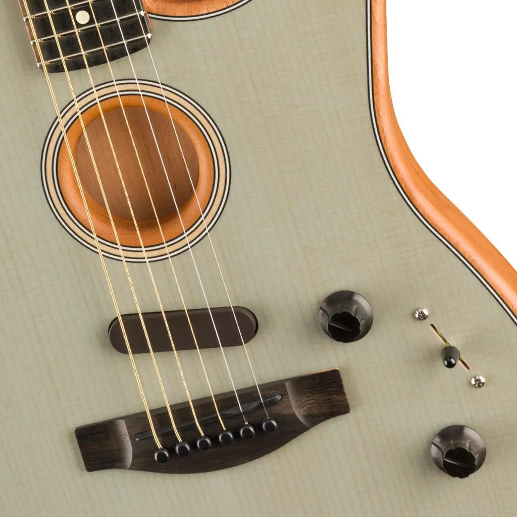 Fender American Acoustasonic Strat, Ebony Fingerboard, Transparent Sonic Blue