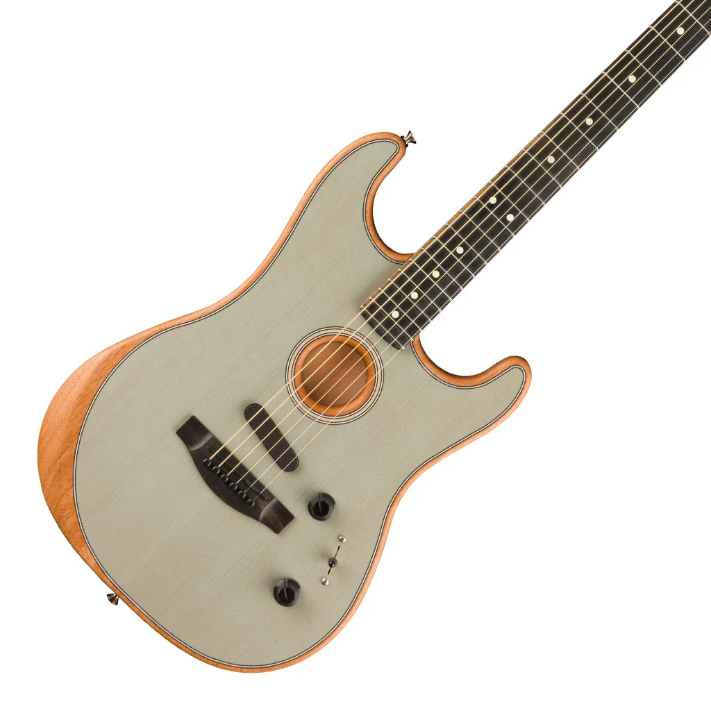 Fender American Acoustasonic Strat, Ebony Fingerboard, Transparent Sonic Blue