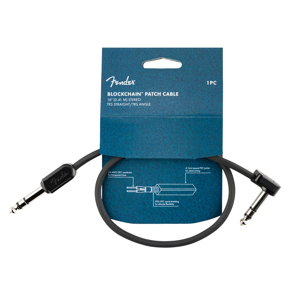 Fender Blockchain 16" Patch Cable Stereo TRS Straight/Angle