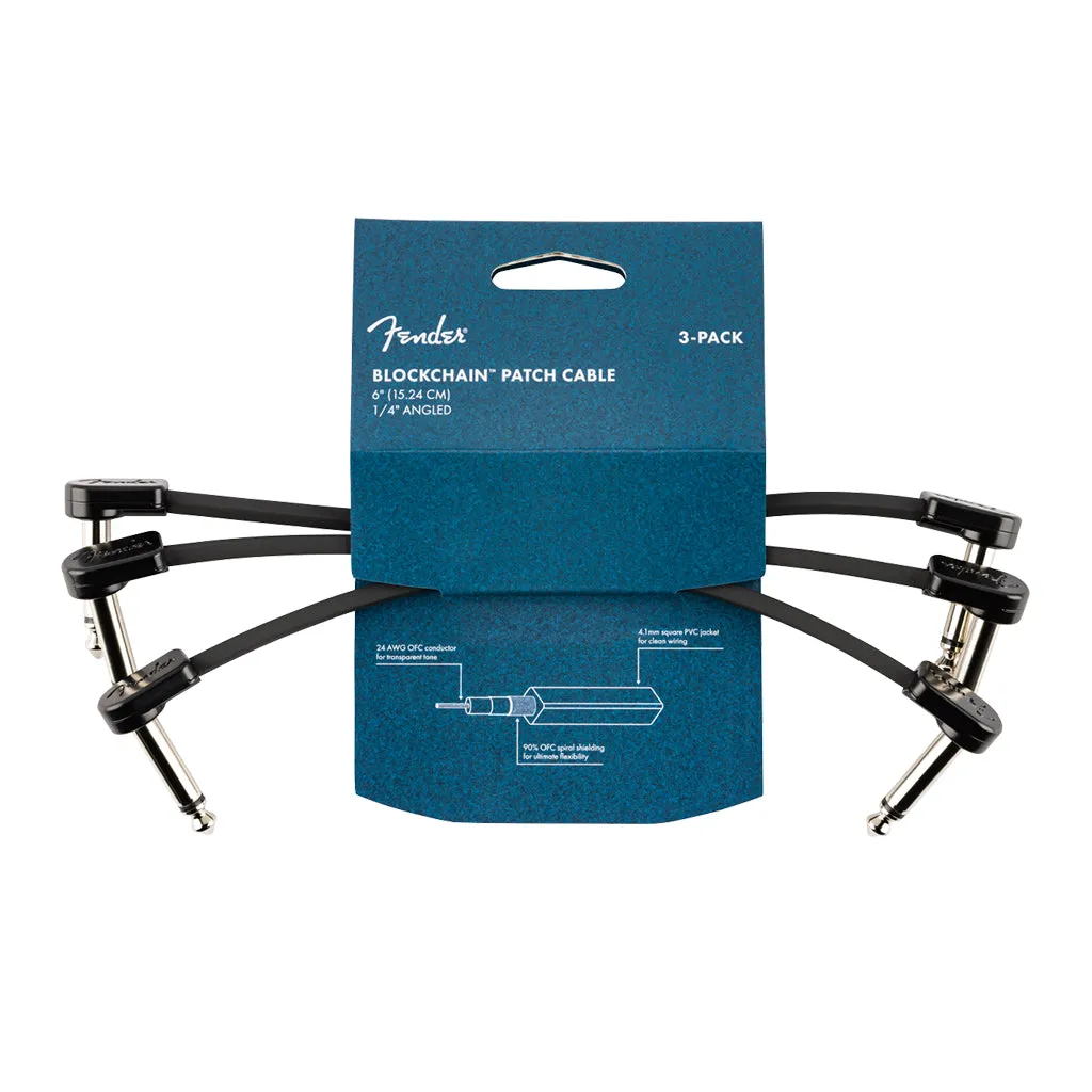 Fender Blockchain 6" Cable 3 Pack Angle/Angle