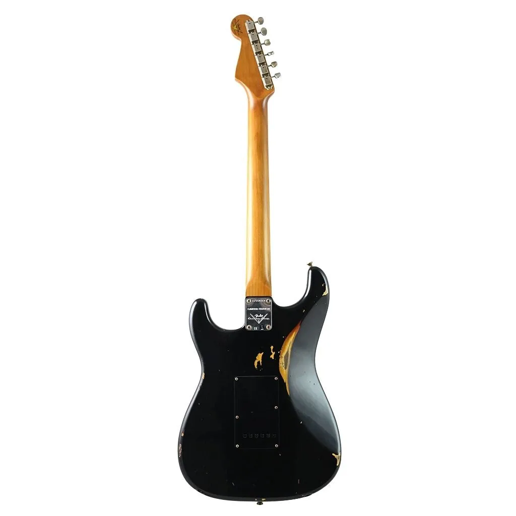 Fender Custom Shop - Limited Edition Dual-Mag II Strat Relic - Rosewood Fingerboard - Aged Black Over 3-Colour Sunburst