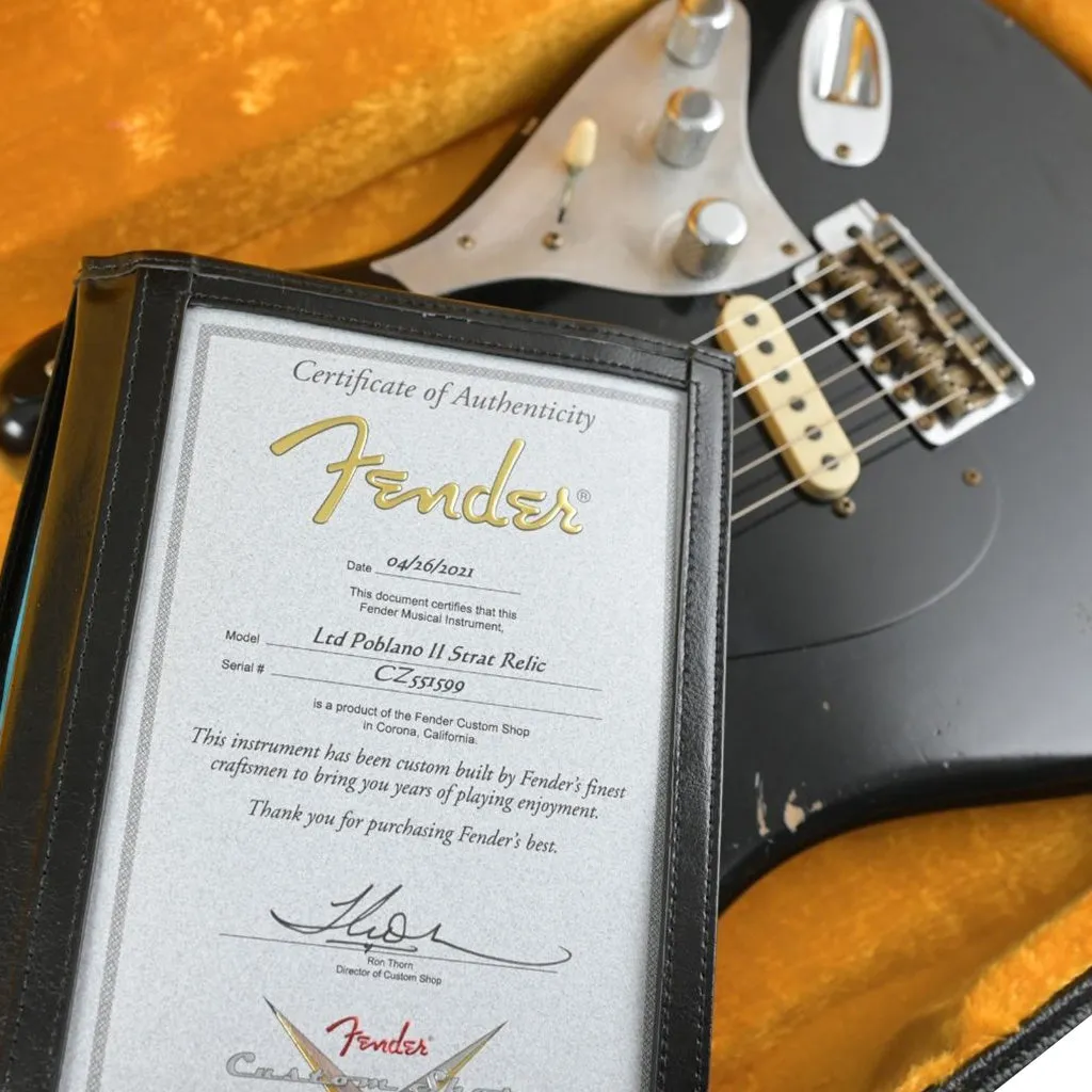 Fender Custom Shop  Limited Edition Poblano II Stratocaster Relic - Maple Fingerboard - Aged Black