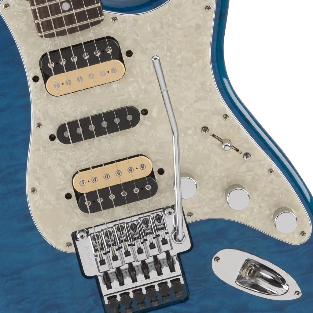 Fender Michiya Haruhata Stratocaster, Rosewood Fingerboard, Caribbean Blue Transparent