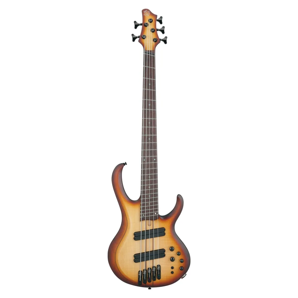 Ibanez BTB705LMNNF 5 String Electric Bass Guitar Natural Browned Burst Flat