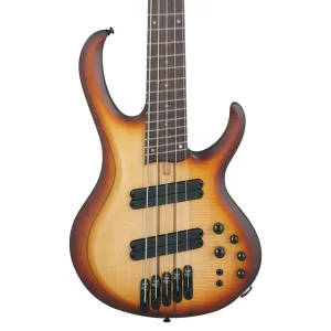 Ibanez BTB705LMNNF 5 String Electric Bass Guitar Natural Browned Burst Flat