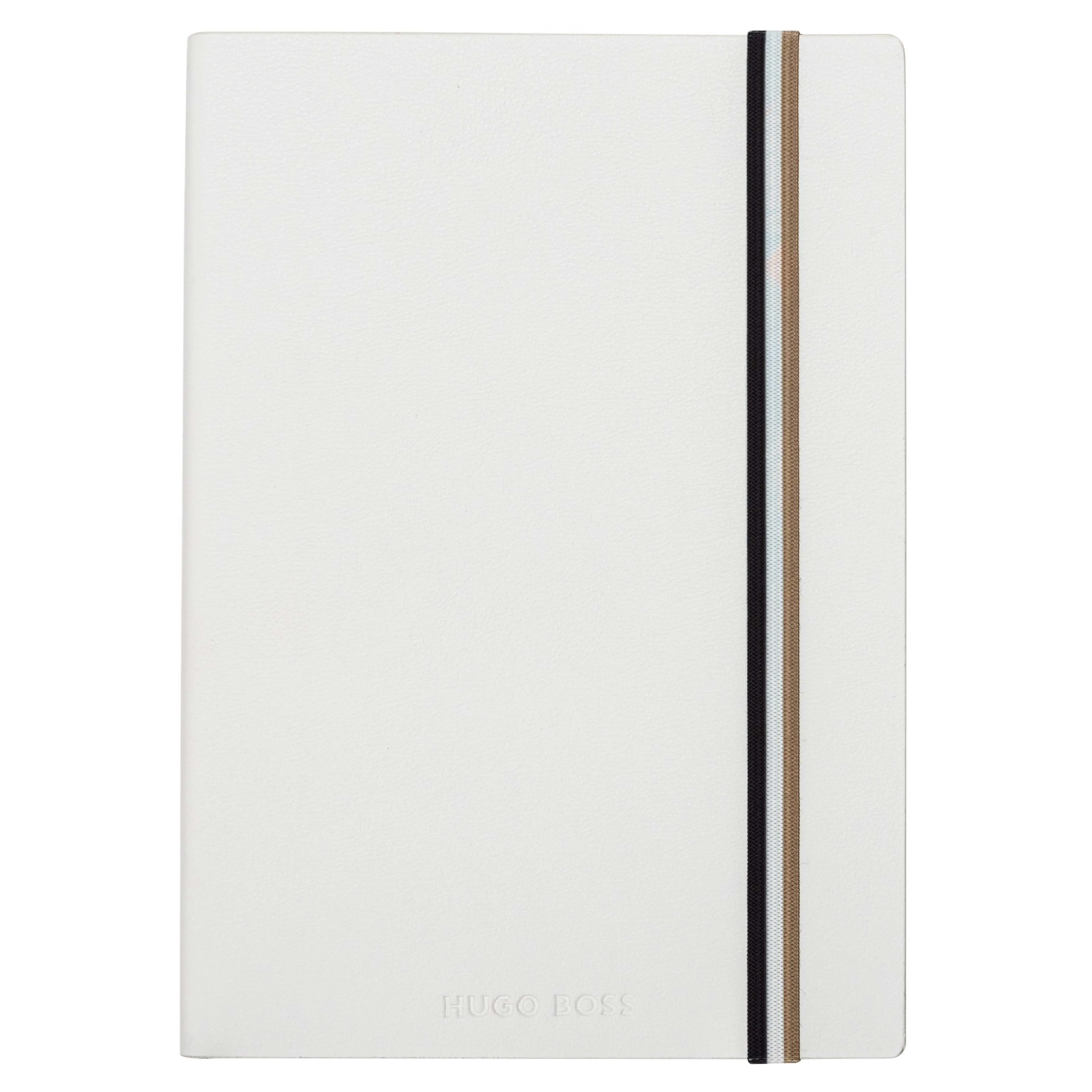 Iconic Lined A5 Notebook with Tricolour Strap | White