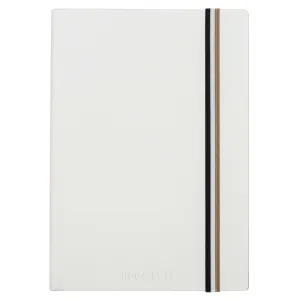 Iconic Lined A5 Notebook with Tricolour Strap | White