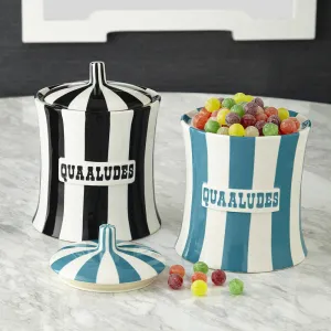 Jonathan Adler | Vice Canister Quaaludes Teal/White Porcelain D: 6.75 in H: 8.75 in