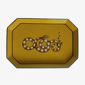 Les Ottomans | Fauna Handpainted Iron Tray - Yellow Snake