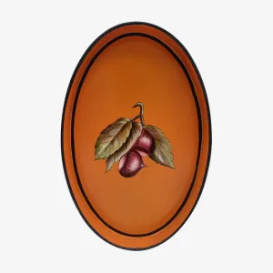 Les Ottomans | Flora Handpainted Iron Oval Tray - Chestnut
