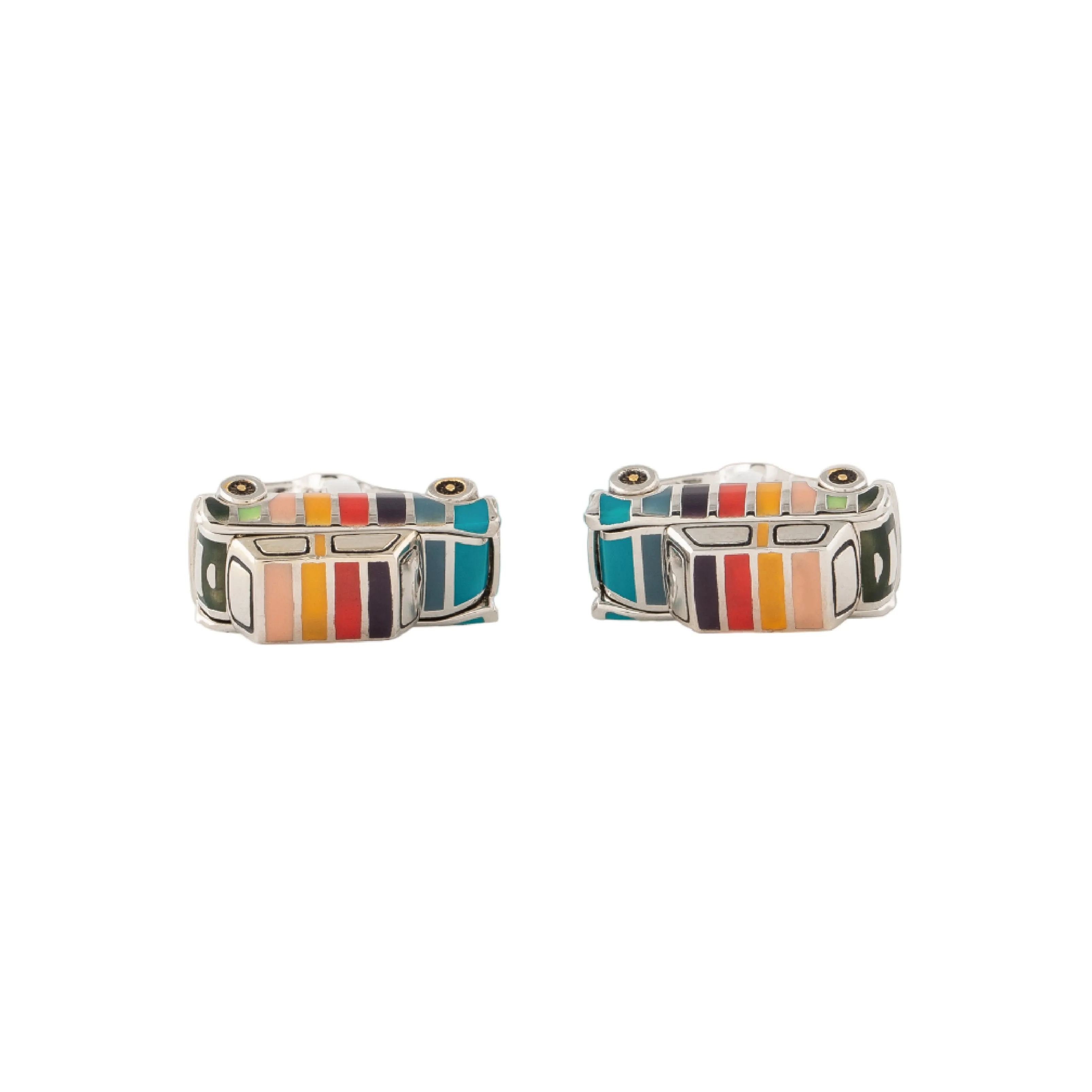 Men's 'Artist Stripe' Mini Car Cufflinks | Set of 2 | Multicolour