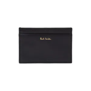 Men's Leather 'Signature Stripe' Card Holder | Black