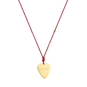 Plectrum Necklace | Gold with Red Silk Rope