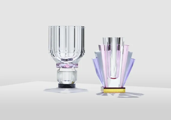 Reflections Copenhagen | South Beach Clear, Pink, White, Purple & Yellow Art Deco Vase