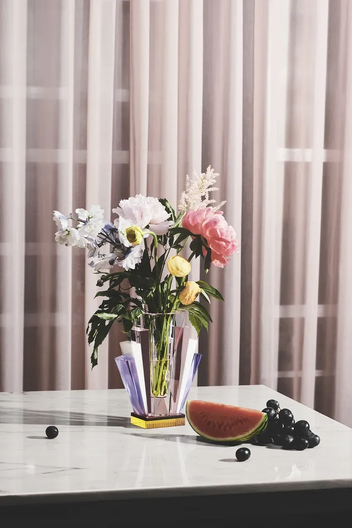 Reflections Copenhagen | South Beach Clear, Pink, White, Purple & Yellow Art Deco Vase