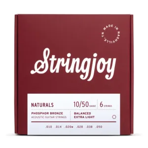 Stringjoy Naturals | Extra Light Gauge (10-50) Phosphor Bronze Acoustic Guitar Strings