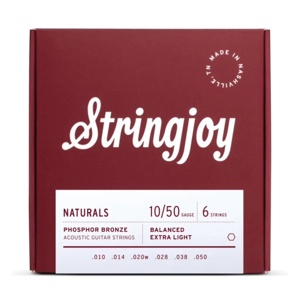 Stringjoy Naturals | Extra Light Gauge (10-50) Phosphor Bronze Acoustic Guitar Strings