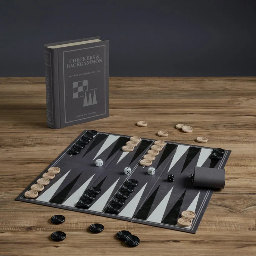 WS Game Company | Checker & Backgammon Vintage Bookshelf Edition