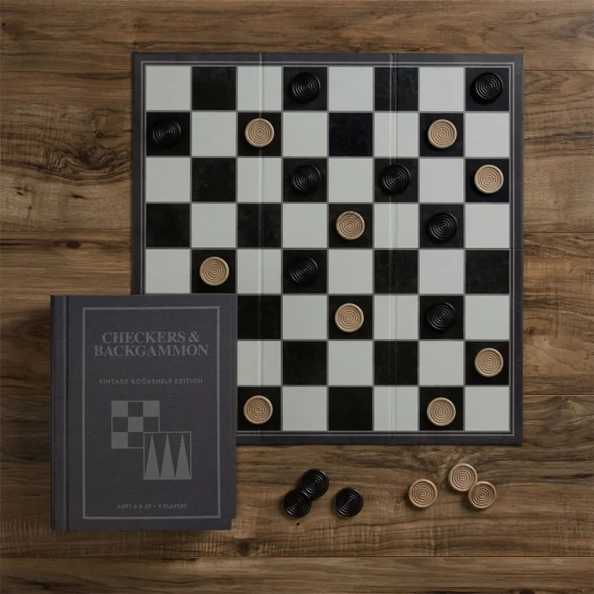 WS Game Company | Checker & Backgammon Vintage Bookshelf Edition