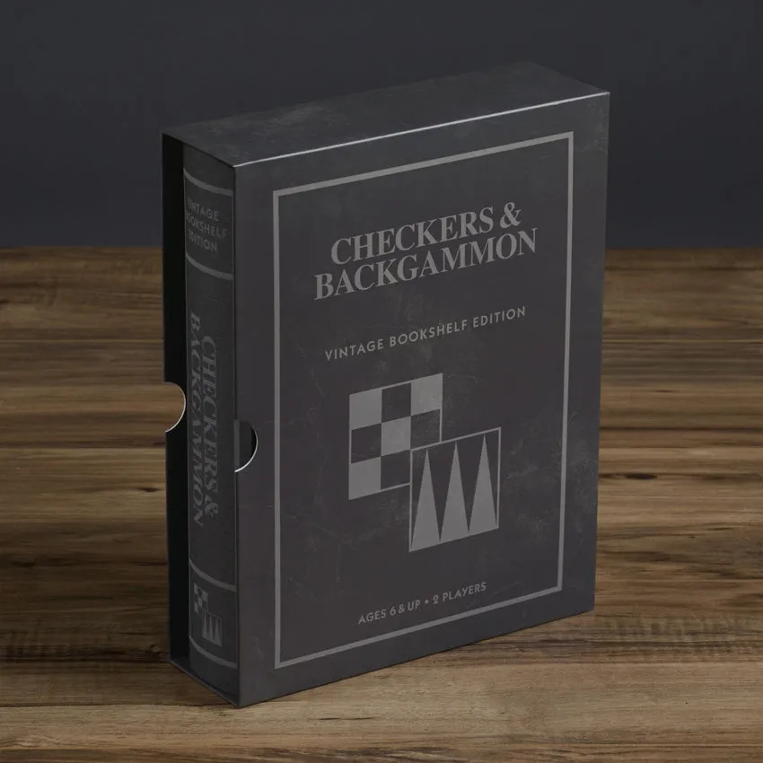 WS Game Company | Checker & Backgammon Vintage Bookshelf Edition